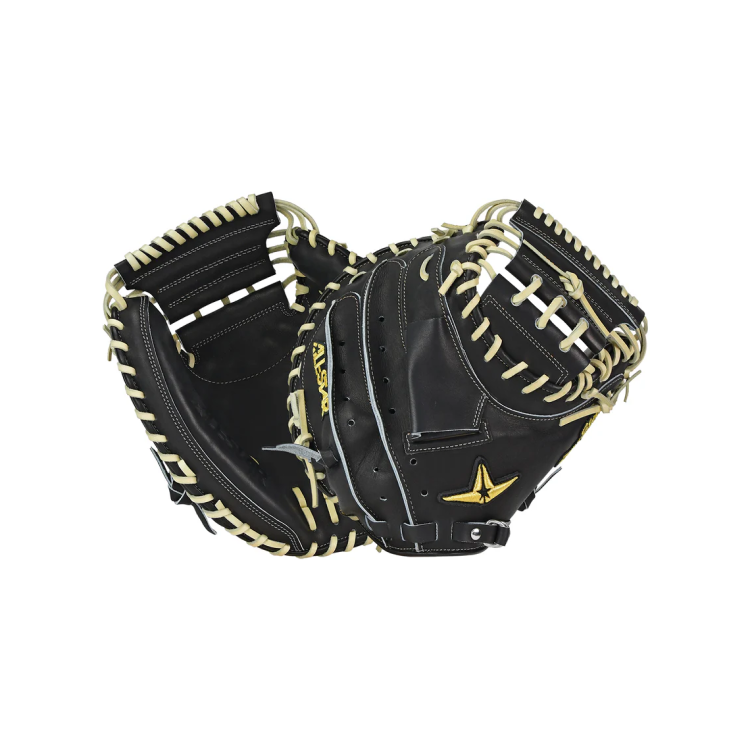 All-Star Pro-Elite® Japan 34" Closed Back Catcher's Baseball Mitt - Black/Camel