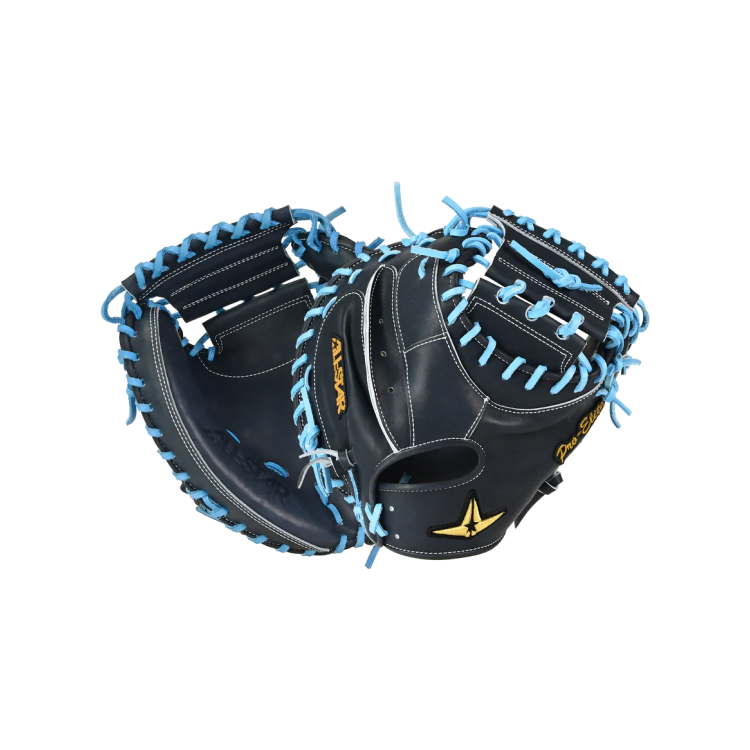 All-Star Pro-Elite® Japan 34" Open Back Catcher's Baseball Mitt - Navy/Sky Blue