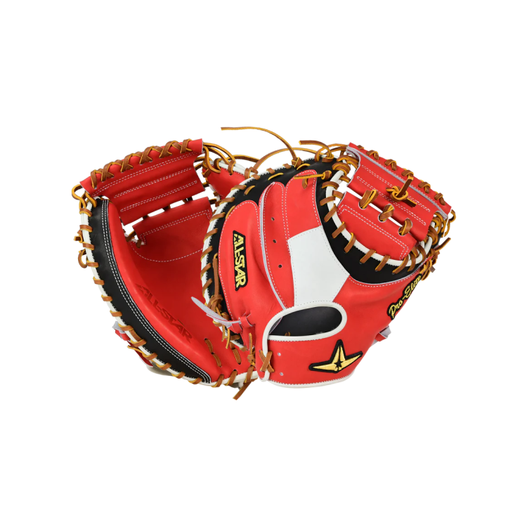 All-Star Pro-Elite® Japan 34" Open Back Catcher's Baseball Mitt - Red/Black/White