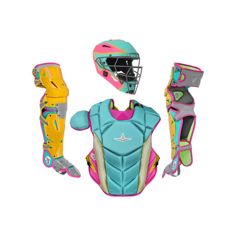 All-Star Adult MVP Pro Short Fuse Series Catcher's Set, Mint/Pink